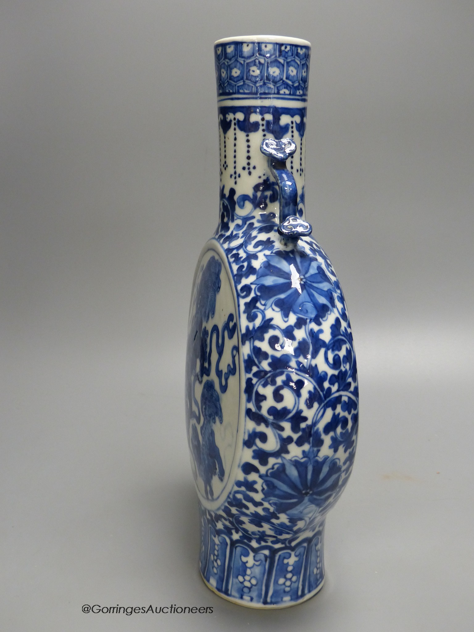 A 19th century Chinese blue and white moonflask, 35.5cm high